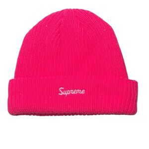 New Supreme Loose Gauge Beanie Hot Pink